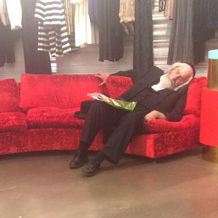 50 Hilarious Pictures Of 'Miserable Men' Waiting While Their Wives Were Shopping 14