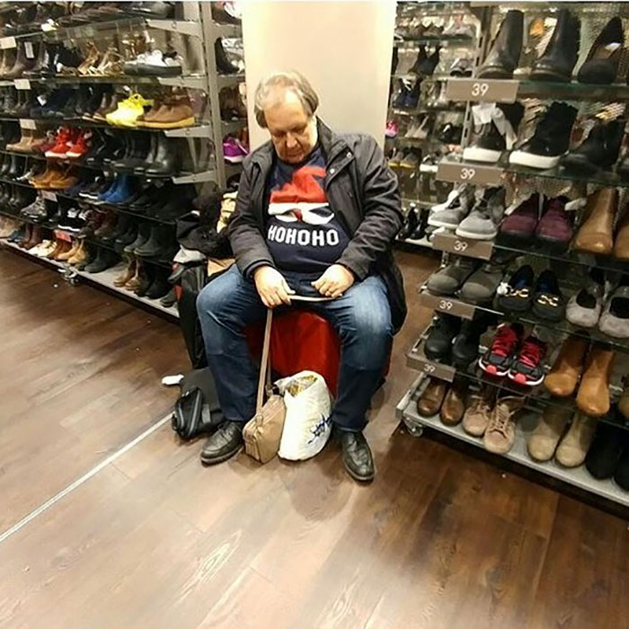 50 Hilarious Pictures Of 'Miserable Men' Waiting While Their Wives Were Shopping 48