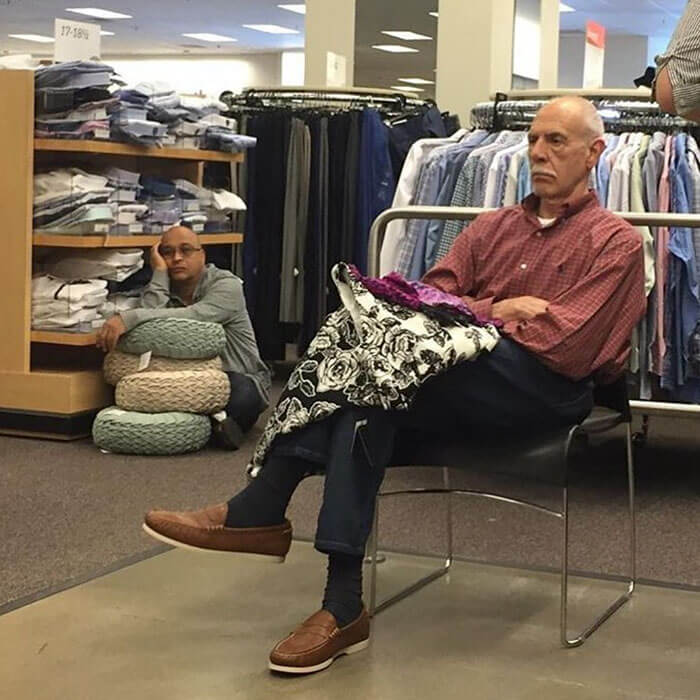 50 Hilarious Pictures Of 'Miserable Men' Waiting While Their Wives Were Shopping 5
