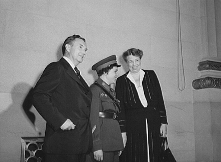 Pavlichenko Center With Justice Robert Jackson Left And First Lady Eleanor Roosevelt In Washington Dc
