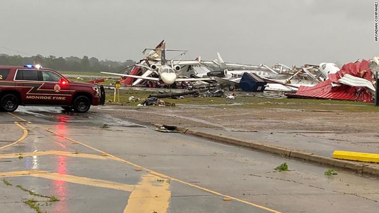 Damage At Monroe (LA) Regional Airport From Tornado