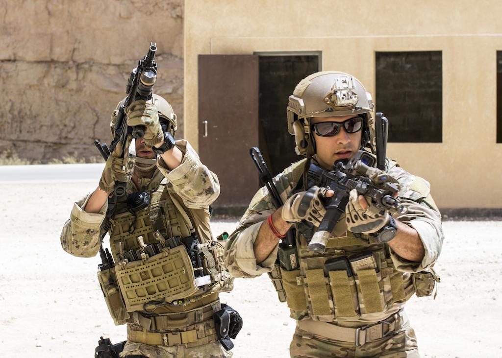 A Member Of The Air Force Special Operation's 23rd Special Tactics Squad And Italian Special Forces Participate In Small Unit Tactics At The King Abdullah II Special Operations Training Center In Amman, Jordan During Eager Lion 2017.