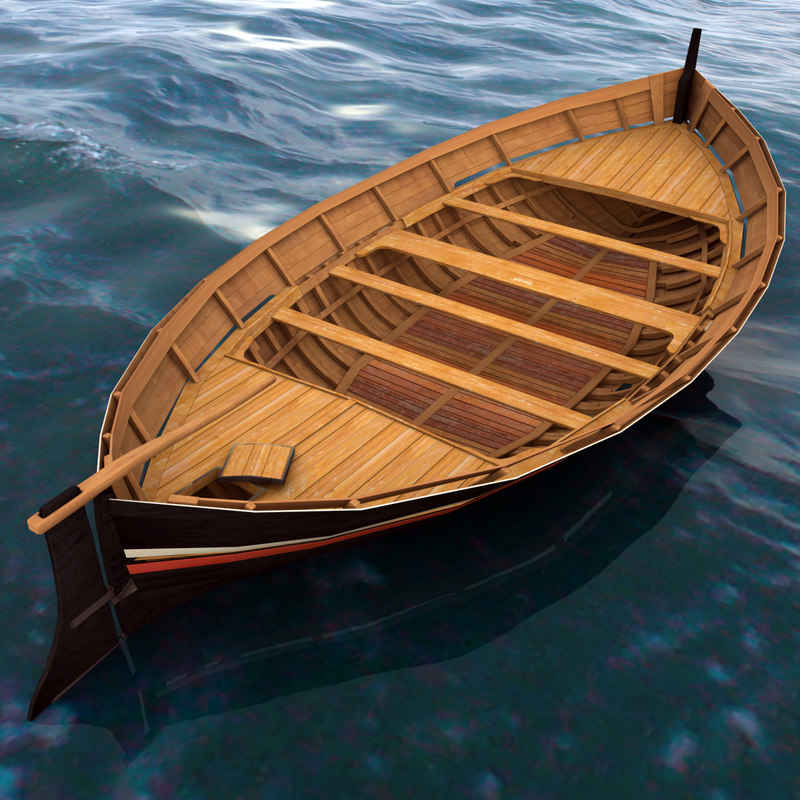 Wooden Row Boat 3D Model_D