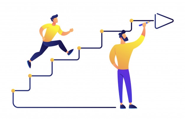 Businessman Running Up Drawn Stairs With Arrow Vector Illustration_107173 13326