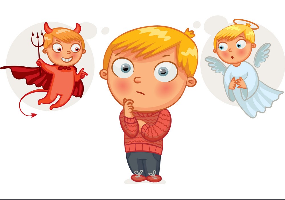 Choice Between Good And Evil Cartoon Character Vector 18224778