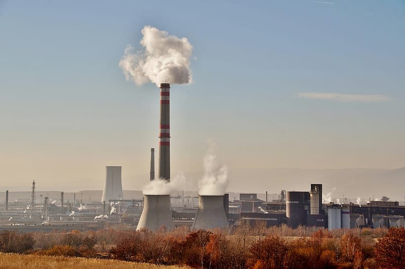 White And Red Factory Smoke
