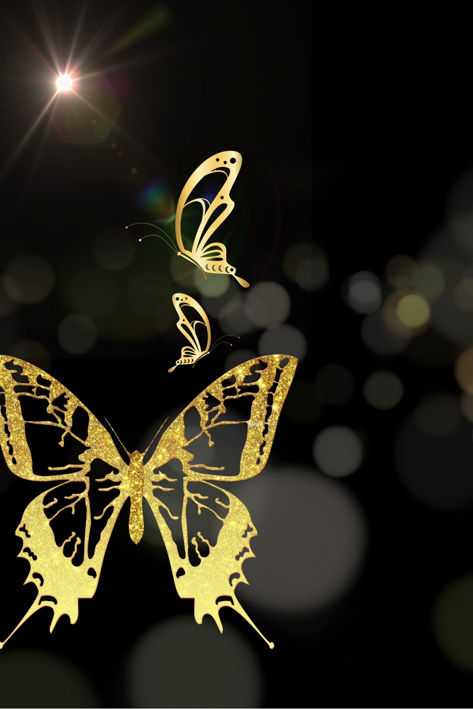 Pngtree Black Background Atmospheric Background Golden Butterfly H5 Background Image_126236