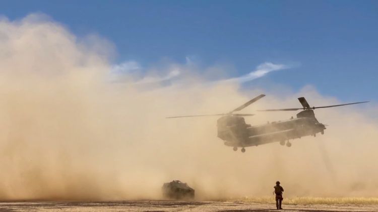 In Mali Three RAF Chinooks And 100 UK Personnel Are Deployed In A Non Combat Role In Support Of French Counter Extremist Operations DATE UNKNOWN CREDIT MOD