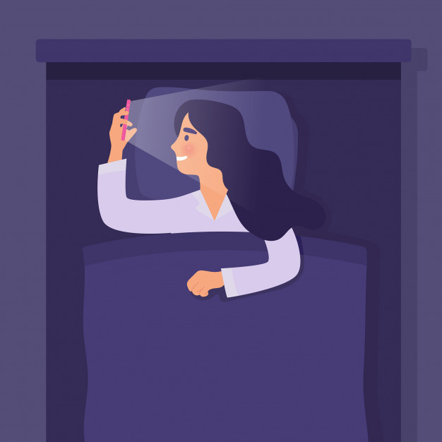 Sleep Girl Night Using Smartphone Girl With Phone Addiction With Social Media_10045 339