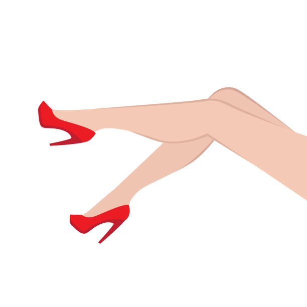Woman Legs In Red Shoes. Cartoon Vector Illustration