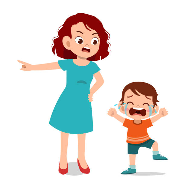 Parent With Kid Child Cry Illustration