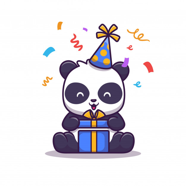 Cute Panda Birthday Laptop Illustration Animal Gift Technology Flat Cartoon Style_138676 1154