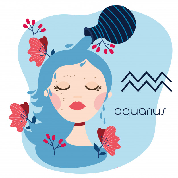 Beautiful Woman With Aquarius Zodiac Sign Illustration_24908 62193