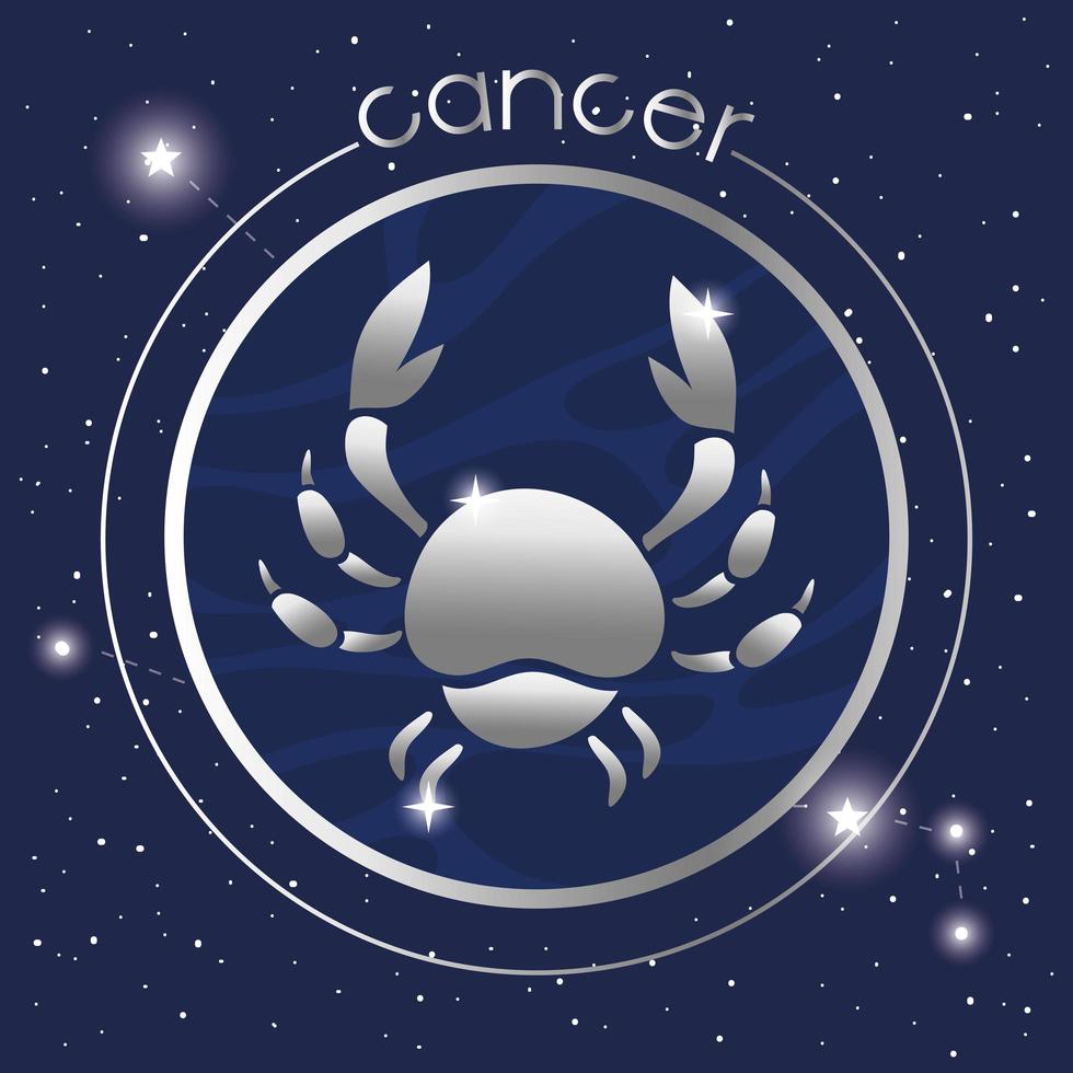 Cancer Zodiac Sign Silver Design Vector