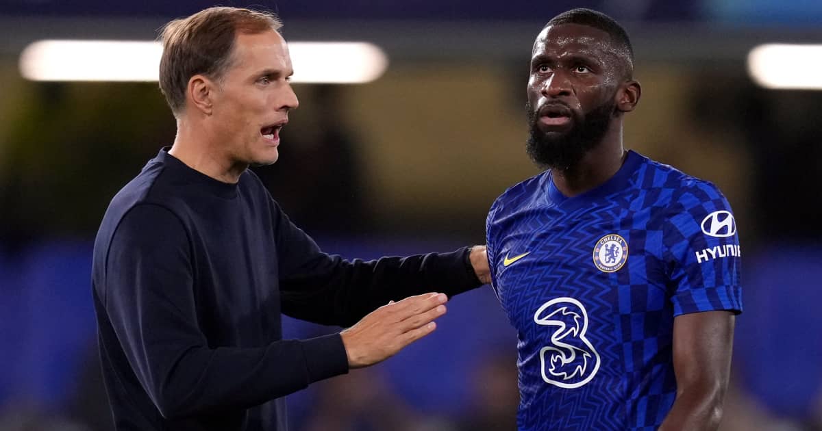 Thomas Tuchel Greeting Chelsea Centre Back Antonio Rudiger 2021