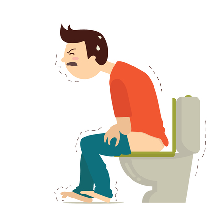57914717 Man Have Problem With Hemorrhoids In Toilet Illustration Character Design