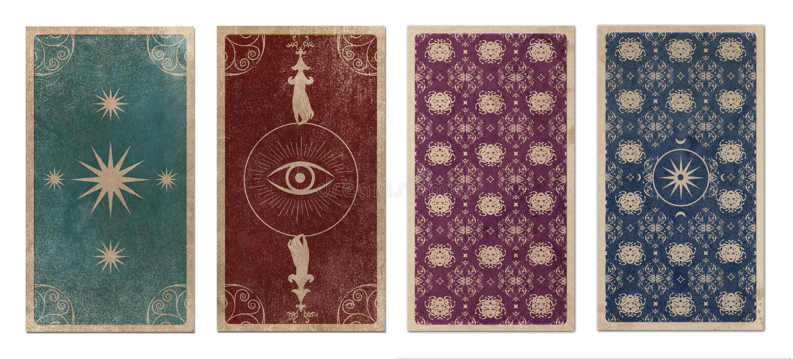 Back Tarot Card Playing Card Floral Ornamental Elements Esoteric Symbols Old Paper Victorian Vintage Style 224828432