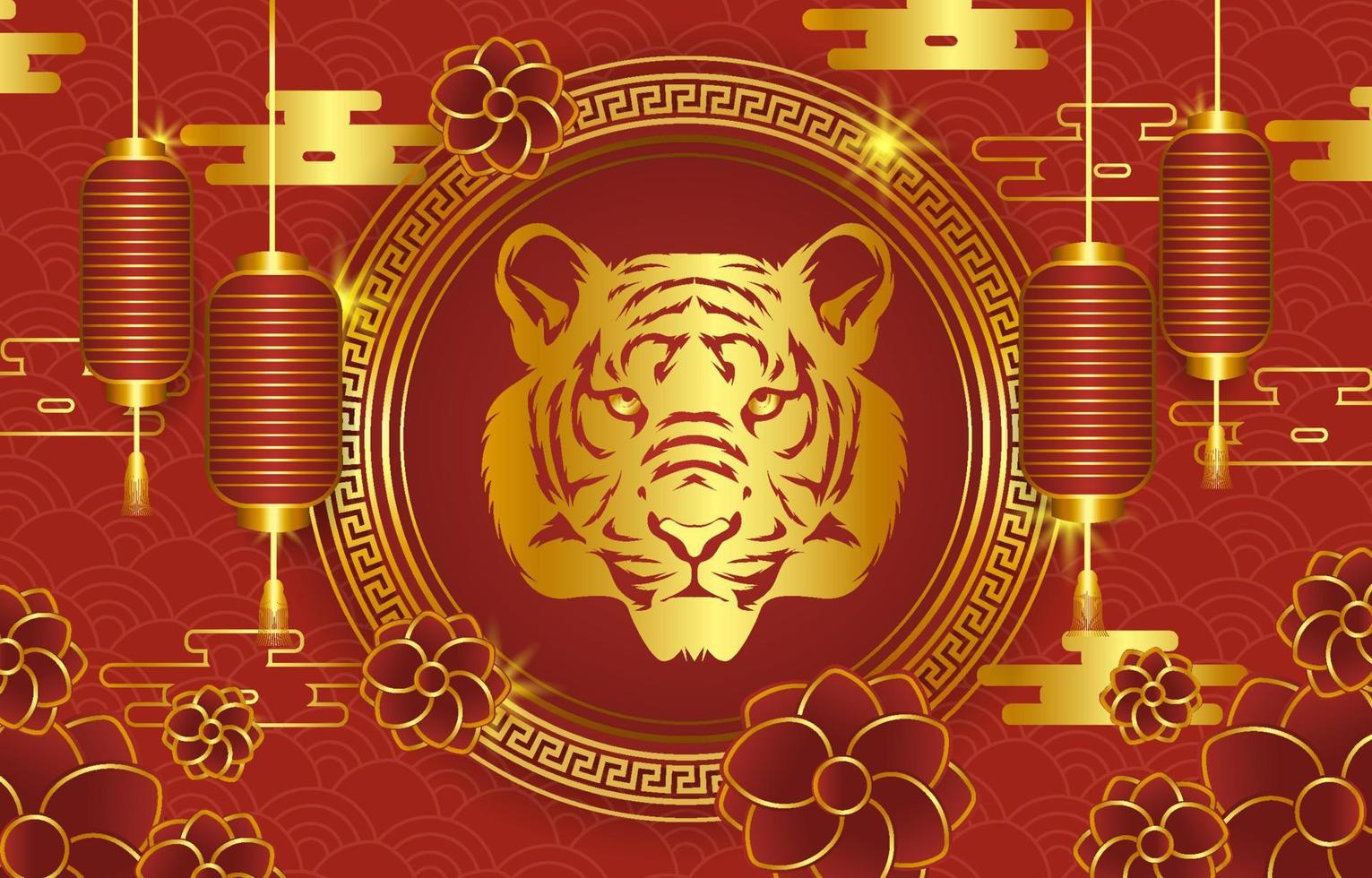 Chinese Year Of Tiger Background Free Vector