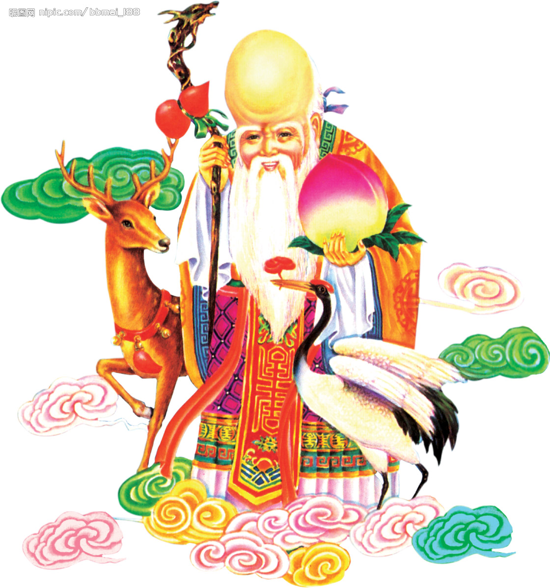 Shou Xing Deer And Crane