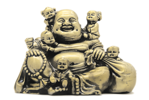 Laughing,Buddha,With,Children,On,White,Background