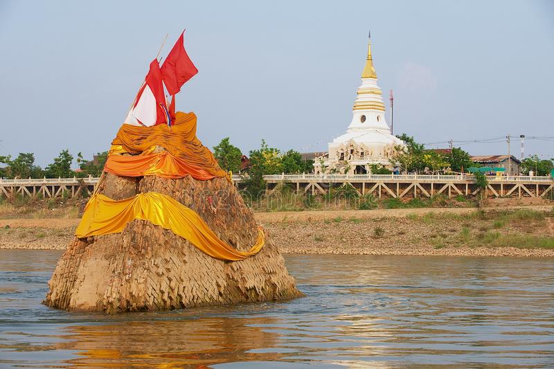Nong Khai Thailand April Phra Tad Klang Nam Sunken Cheri Collapsed Mea Khong River Wat Phra Chedi 131753290