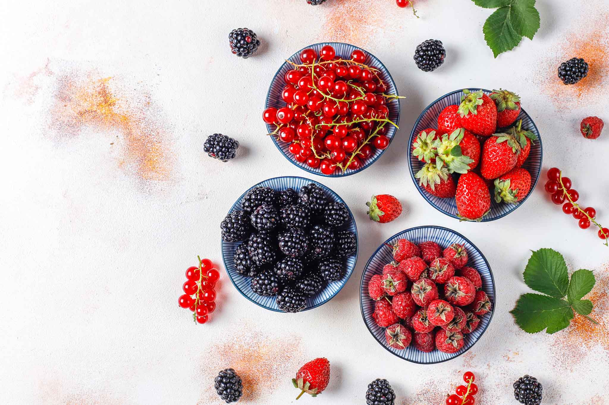 Various Fresh Summer Berries,blueberries,red Currant,strawberrie