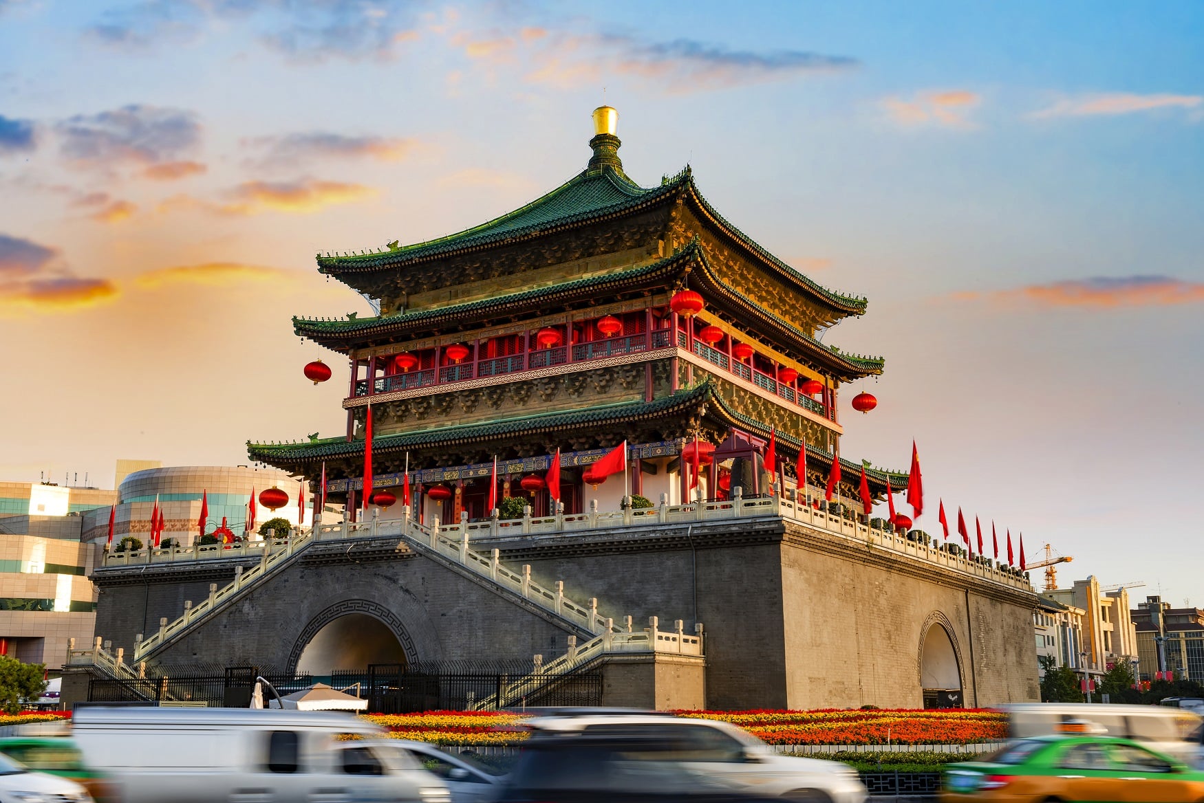 Ancient,City,Xian,Bell,Tower,In,Nightfall