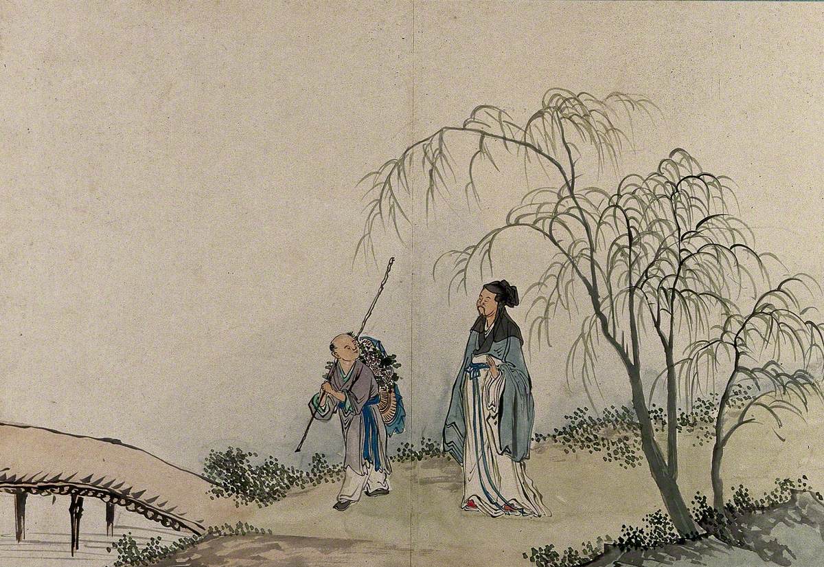 ; A Chinese Sage, In Conversation With A Traveller On The Road