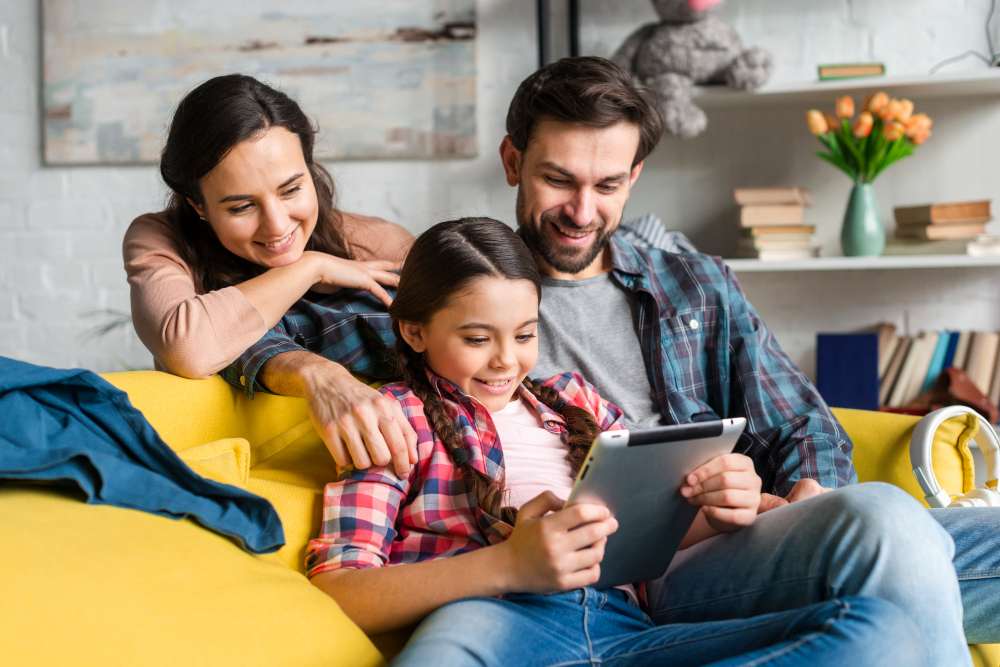 Happy Family Looking Tablet Compressed