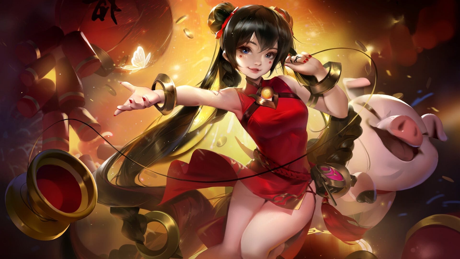 168681 Red Pig Fantasy Zoe Girl Yellow Kana Kana
