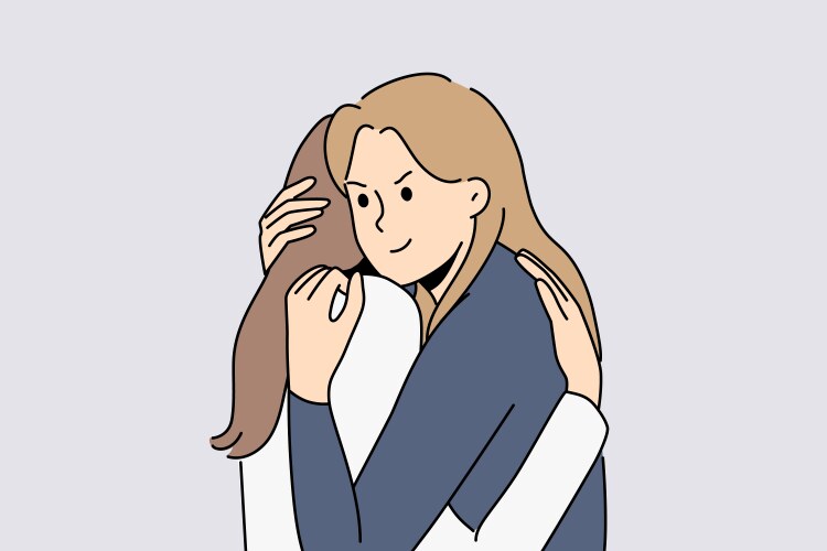 False Friendship Between Two Women Hugging Vector 47625034