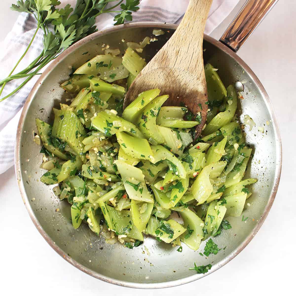 Sauteed Celery Onion Garlic Side Dish